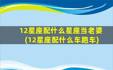 12星座配什么星座当老婆(12星座配什么车跑车)