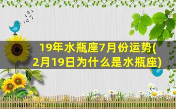 19年水瓶座7月份运势(2月19日为什么是水瓶座)