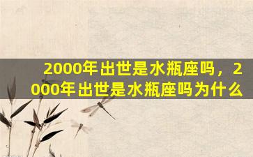 2000年出世是水瓶座吗，2000年出世是水瓶座吗为什么