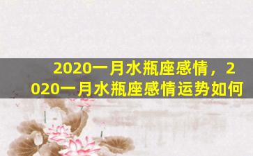 2020一月水瓶座感情，2020一月水瓶座感情运势如何