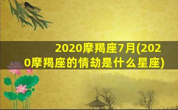 2020摩羯座7月(2020摩羯座的情劫是什么星座)