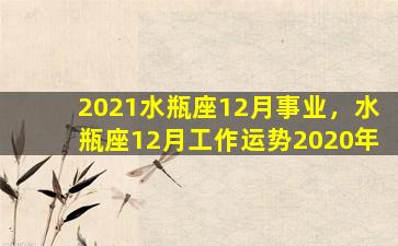 2021水瓶座12月事业，水瓶座12月工作运势2020年