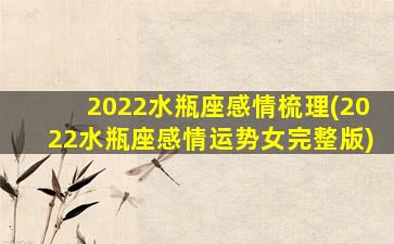 2022水瓶座感情梳理(2022水瓶座感情运势女完整版)