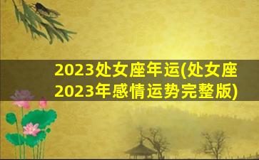 2023处女座年运(处女座2023年感情运势完整版)