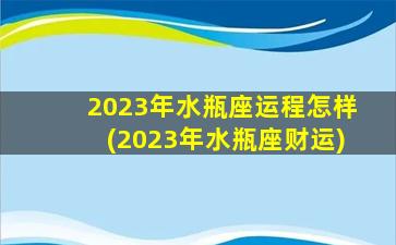 2023年水瓶座运程怎样(2023年水瓶座财运)