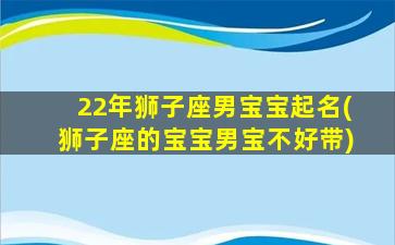 22年狮子座男宝宝起名(狮子座的宝宝男宝不好带)