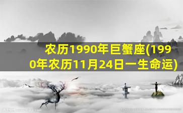 农历1990年巨蟹座(1990年农历11月24日一生命运)