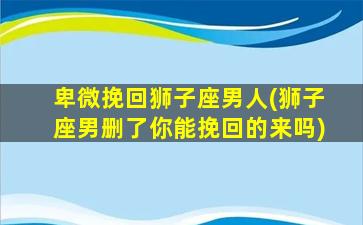 卑微挽回狮子座男人(狮子座男删了你能挽回的来吗)