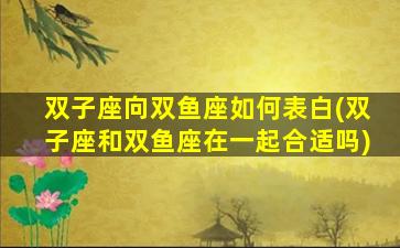 双子座向双鱼座如何表白(双子座和双鱼座在一起合适吗)