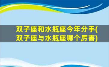 双子座和水瓶座今年分手(双子座与水瓶座哪个厉害)