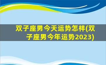 双子座男今天运势怎样(双子座男今年运势2023)