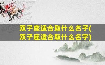 双子座适合取什么名子(双子座适合取什么名字)