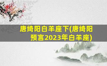 唐绮阳白羊座下(唐绮阳预言2023年白羊座)