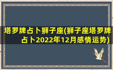 塔罗牌占卜狮子座(狮子座塔罗牌占卜2022年12月感情运势)