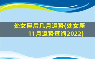 处女座后几月运势(处女座11月运势查询2022)