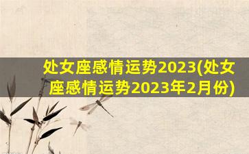 处女座感情运势2023(处女座感情运势2023年2月份)