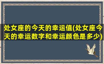 处女座的今天的幸运值(处女座今天的幸运数字和幸运颜色是多少)