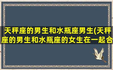 天秤座的男生和水瓶座男生(天秤座的男生和水瓶座的女生在一起合适吗)