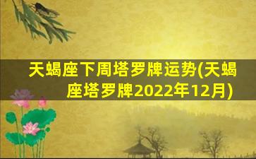 天蝎座下周塔罗牌运势(天蝎座塔罗牌2022年12月)