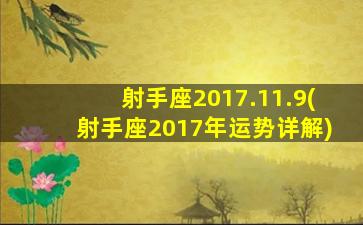 射手座2017.11.9(射手座2017年运势详解)