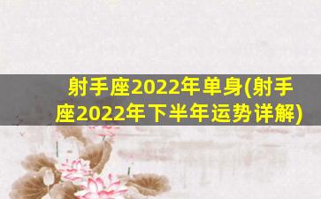 射手座2022年单身(射手座2022年下半年运势详解)