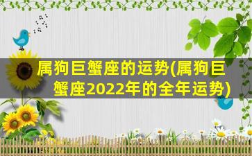 属狗巨蟹座的运势(属狗巨蟹座2022年的全年运势)