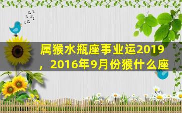 属猴水瓶座事业运2019，2016年9月份猴什么座