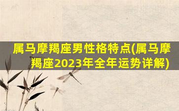 属马摩羯座男性格特点(属马摩羯座2023年全年运势详解)