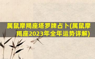 属鼠摩羯座塔罗牌占卜(属鼠摩羯座2023年全年运势详解)