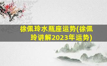 徐佩玲水瓶座运势(徐佩玲讲解2023年运势)