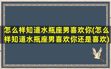 怎么样知道水瓶座男喜欢你(怎么样知道水瓶座男喜欢你还是喜欢)