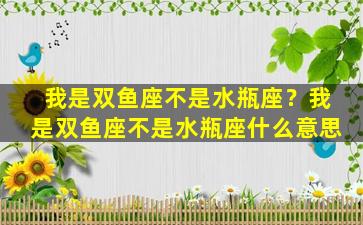 我是双鱼座不是水瓶座？我是双鱼座不是水瓶座什么意思