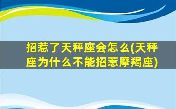 招惹了天秤座会怎么(天秤座为什么不能招惹摩羯座)