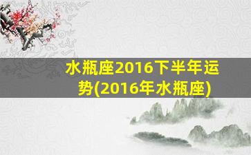 水瓶座2016下半年运势(2016年水瓶座)