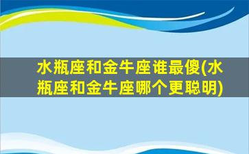 水瓶座和金牛座谁最傻(水瓶座和金牛座哪个更聪明)