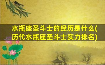 水瓶座圣斗士的经历是什么(历代水瓶座圣斗士实力排名)