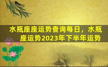 水瓶座座运势查询每日，水瓶座运势2023年下半年运势