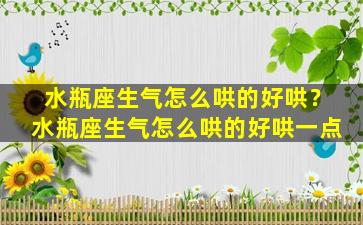 水瓶座生气怎么哄的好哄？水瓶座生气怎么哄的好哄一点