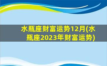 水瓶座财富运势12月(水瓶座2023年财富运势)