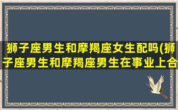 狮子座男生和摩羯座女生配吗(狮子座男生和摩羯座男生在事业上合得来吗)