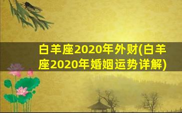 白羊座2020年外财(白羊座2020年婚姻运势详解)