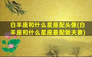 白羊座和什么星座配头像(白羊座和什么星座最配做夫妻)