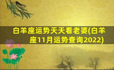 白羊座运势天天看老婆(白羊座11月运势查询2022)