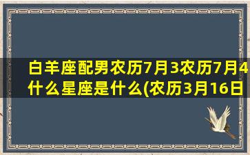 白羊座配男农历7月3农历7月4什么星座是什么(农历3月16日是白羊座吗)