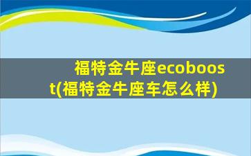 福特金牛座ecoboost(福特金牛座车怎么样)