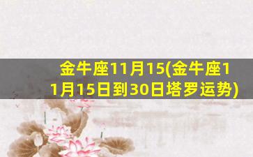 金牛座11月15(金牛座11月15日到30日塔罗运势)