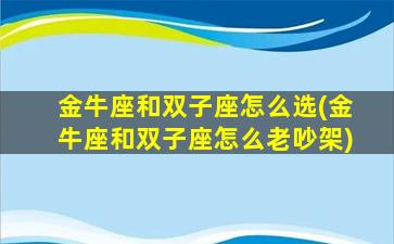 金牛座和双子座怎么选(金牛座和双子座怎么老吵架)