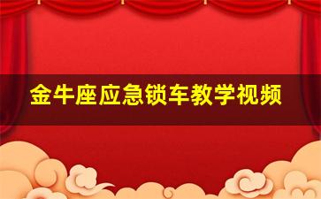 金牛座应急锁车教学视频