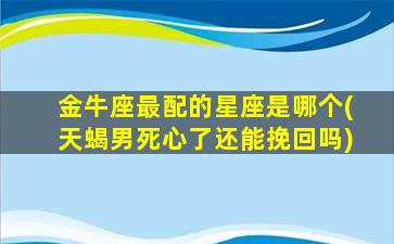 金牛座最配的星座是哪个(天蝎男死心了还能挽回吗)