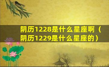 阴历1228是什么星座啊（阴历1229是什么星座的）